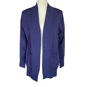 Folunsi women's medium navy blue long sleeve stretchy open cardigan sweater